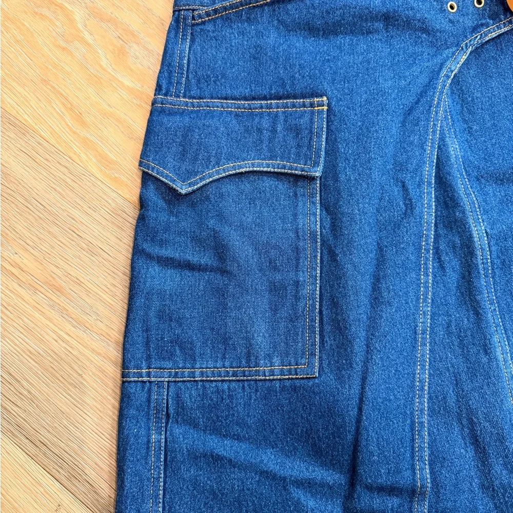 Denim Wrap Skirt with Large Buckle - Picture 4 of 5